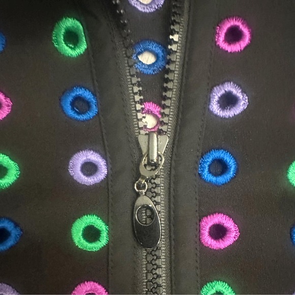 Carlisle Womens Jacket Sz 12 Black Multicolor Gourmet Hole Full Zip Modern Prep - Picture 4 of 6